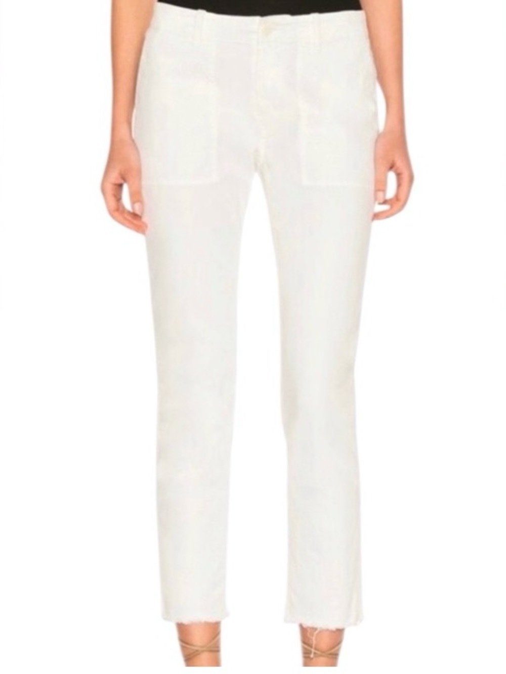 Nili Lotan Women’s Jenna White Cotton Stretch Twill Pants Cropped Mid-Rise Sz. 6